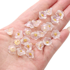 10Pcs Bell Orchid Glass Charms Floral Decor Beads for Hand Sewing Clothing Fabric Bag Embellishments DIY Craft Accessories