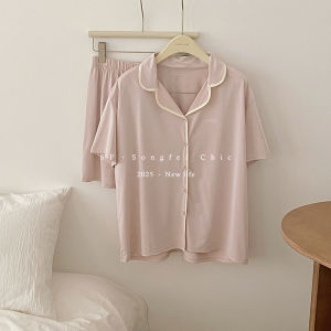 Ice Skin Cool Sensation Loose Fit Lightweight Short Sleeve Sleepwear Set for Women Summer Home Clothes Two Piece Set Short Pants