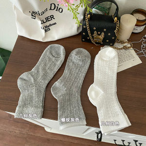 ถุงเท้าบางเฉียบ ระบายอากาศได้ดี ผู้หญิง ฤดูร้อน เรียบง่าย ผ้าฝ้าย ตาข่าย ถุงเท้าหลอดสั้นสีเทาความรู้สึกเย็นสบายถุงเท้าบ้านที่มองเห็นได้