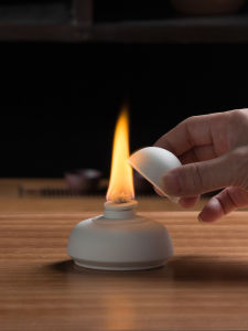 Glass Alcohol Lamp Tea-Boiling Stove Tea Set White Clay Charcoal Stove Alcohol Stove Tea Warmer Tea Ceremony Heating Insulation Small Size in Coffee