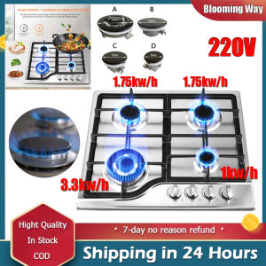 🚚 บริการจัดส่งในพื้นท้อง🚚เตาทำอาหาร4หัวในตัวสแตนเลสเตาแก๊สแก๊ส LPG ตะแกรงแก๊สธรรมชาติเตาสแตนเลสสแตนเลสดีไซน์แบบปิด