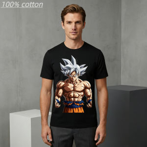 Bandai | Mens Summer 100% Cotton Anime T - Shirt Casual Streetwear Dragon Ball Son Goku Super Saiyan Orange Gi Graphic Print Loose Tee