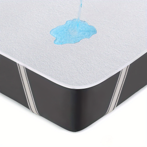 1pc Soft Lightweight Thin Mattress Cover with Elastic Bands Waterproof Terry Cloth Fitted Sheet Grey/White