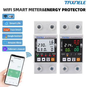 63A TUYA WiFi Smart Earth Leakage Over Under Voltage Protector Relay Device Switch Breaker Energy Power kWh Meter Smart Life