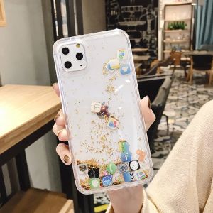 Mobile APP Glitter Liquid Quicksand Clear Hard case for iPhone 16 15 14 13 12 11 Pro Max Mini XS X XR 8 7 plus + SE 2020 Clear shock-proof phone case Stylish phone case