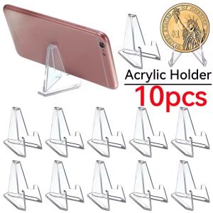 10PCS Acrylic Display Holder Transparent Triangle Commemorative Coin Photo Card Holder Display Rack Phone Stand Home Decor