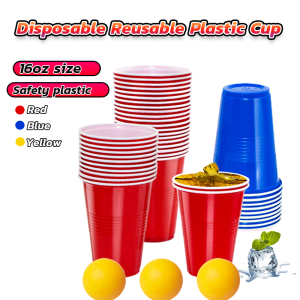 Baete 50 pcs 16Oz Beer Cups Disposable Reusable Plastic Cup