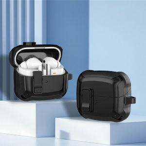 LENUO for Samsung Galaxy Buds 3/Buds 3 Pro Case Shockproof Full Coverage Lockable Casing with Hook