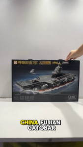 China Fujian Catobar Fighter Jet Aircraft Carrier 570pcs CV-18 1:952 Military Battle Ship Building Blocks Toys Boys Kids