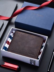 Pierre Cardin Genuine Leather Vintage Wallet Mens Short Style 2025 New Card Holder Luxury Brand Top Layer Pure Cowhide