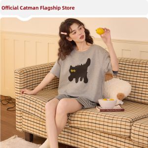 MiiOW | Cotton Cartoon Thin Underwired Nightwear Set Three-Piece