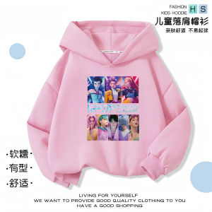 Autumn Winter Kids Hoodie Girls Cartoon Print Comfortable Breathable Warm Fleece Lined Polyester Cotton Blend Long Sleeve Sweatshirt