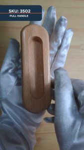 Wood Oval Flush Handle Recessed 120mm for Sliding Cabinet Door 3502