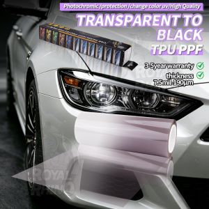 Premium UV Light Activated Photochromic Headlight Tint Film Sun Sensitive Clear to Black / Purple Car Headlamp Protective Wrap