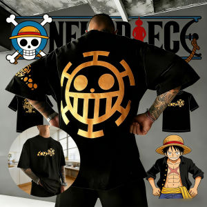 Bandai | 2026 Summer One Piece Trafalgar Law Cotton T-Shirt Vintage Heart Pirates Logo Print Short Sleeve Streetwear for Anime Fans