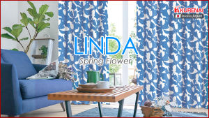 KURENAI (Custom-made) Made in Japan "LINDA Spring Flower" stylish Nordic design room darkening window curtain for living room and bedroom (1 panel with hooks & rings) washable