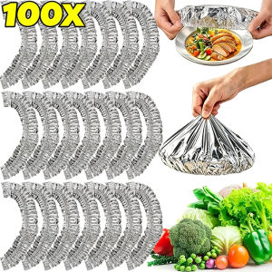 100x Aluminum Foil Insulation Food Covers Food Grade Fruit Vegetable Fresh-keeping Bowl Covers Kitchen Dust-proof Storage Gadgets