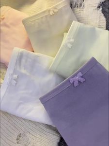 SEA AMILA กางเกงในสตรีสไตล์บัลเล่ต์สีล้วนใส่สบายระบายอากาศได้ผ้าฝ้ายแท้เป้าสะโพกกางเกงในสตรี