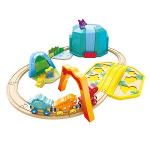 Hape | Dinosaur World Train Set with Track Sliding and Educational Toy