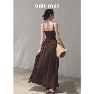 OAKMOO | Đầm Voan Thêu Dây Lưng Hở Lưng Phong Cách Resort Bohemian