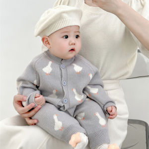 Newborn Rompers Clothes for Babies Spring and Autumn Clothing Baby Girl Sweater Boy Cartoon Knitting Jumpsuit Western Style Romper