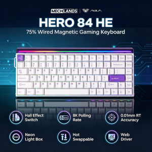 AULA | HERO 84 HE Esports Mechanical KeyboardRGBHot Swappable Design0.01mm Rapid Trigger RTMagnetic SwitchPBT KeycapsCarbon Fiber