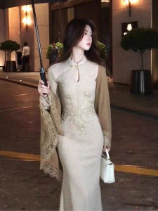 DUOMIAOTU | Early Autumn New Chinese Style Cheongsam Set Elegant Dress