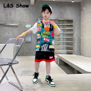 LS Show Summer Childrens Basketball Suit for Boys and Girls Korean Version Sportswear Two Pieces of Quick Drying Casual Fake Jerseys for Big Children