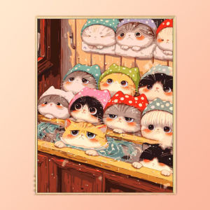 BILIBILI | Cute Kitten Painting By Numbers for Adults DIY Kits HandPainted on Canvas Oil Picture Drawing Coloring By Number