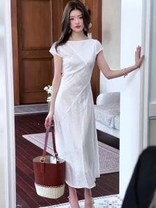 Elegant White Lace Dress Sleeveless Cinched