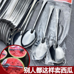 100 Pieces Individually Packaged Stainless Steel Long Handle Scoops for Takeaway Thin Soup Spoons Dining Hall Eating Iron Spoon