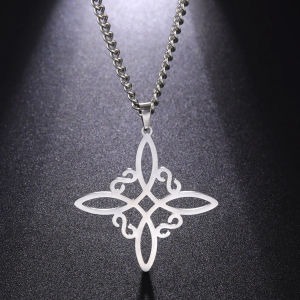 Lemegeton Witch Knot Necklace Stainless Steel Celtic Knot Charming Womens and Mens Pendant Jewelry Birthday Gift