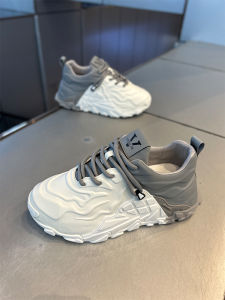 Mens Sporty Casual Shoes Spring 2024 Dad Sneakers Thick Bottom Solid Color Laced Fashionable Leisure Shoes Popular Mens Footwear