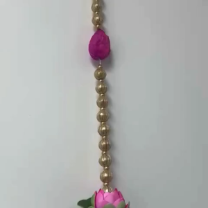 Artificial Foam Lotus with Gota Ball Wall Hanging 26 Inches | Navaratri | Deepavali | Pooja & Festive Décor | 1 Pc