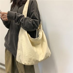 Messenger Bag Female College Student Bag for Class Female Ins Style Japanese Style Large Capacity Solid Color Canvas Bag Shoulder Tote Bag