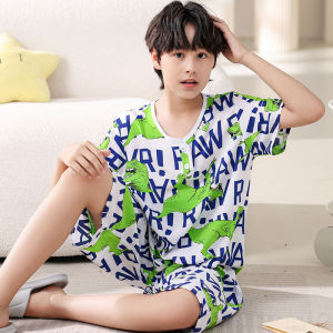 QINNONG | Teenage A-Class Cotton-Silk Long Sleeve Short Pants Pajama Set
