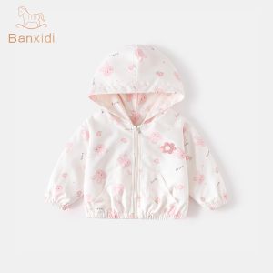 Princess Style Spring Autumn Childrens Hooded Jacket Girls Fashionable Baby Outfit Zipper Closure Long Sleeve Polyester Fabric