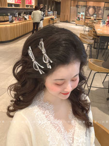 Silver Butterfly Knot Side Hair Clip Womens Duckbill Clip Headwear Hair Accessories Y2K One Word Clip High-End Feeling