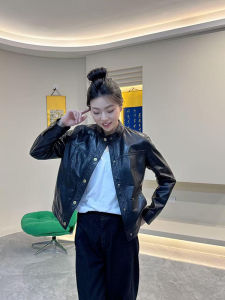 Áo Khoác Da Ngắn Cổ Tròn Thời Trang Cổ Điển Mỹ Áo Khoác Ngoài Nữ Màu Trơn Đơn Giản Đa Năng Đầu Xuân Mới Cảm Giác Cao Cấp