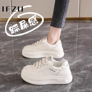 Leather Casual Slip-On Shoes Womens 2025 New Spring Autumn Slip-Resistant Soft Bottom Sports Shoes Heightening Thick Bottom White Shoes