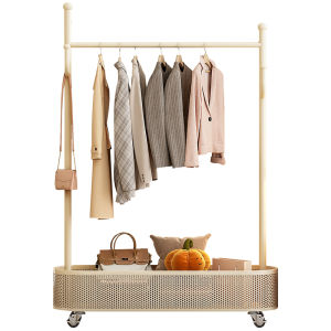 youqin | Cream-style Single Rod Floor Standing Clothes Rack