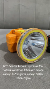 QYD Q682 Senter kepala 35watt IPx4 LED Cahaya Putih Super Terang Tahan Air Charger Lampu Baterai