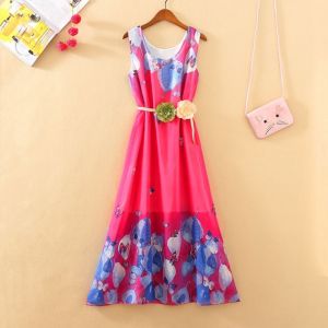 Summer New Arrival Seaside Vacation Skirt Sleeveless Floral Beach Dress Long Skirt Print Plus Size Dress Casual Easiest for Match