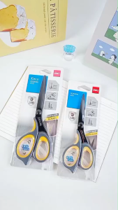 กรรไกร สแตนเลสเหล็กดำ มียางหุ้ม Deli