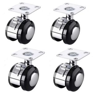 4pcs Zinc Alloy Plate Furniture Castor Wheels 360° Swivel With Brake For Footstools And Tables For Home Furniture