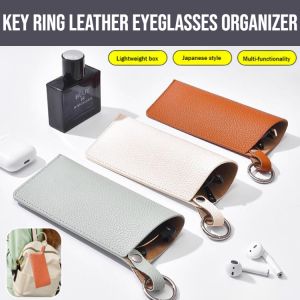 Convenient Key Ring Leather Eyeglasses Organizer Eyeglasses Storage Bag Lipstick Eyebrow Pen Organizer Eyewear Protector Containers