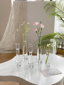 Modern Minimalist Glass Flower Vase Single Stem Flower Fresh Flower Arrangement Dining Table Decoration Small Refreshing Ornament
