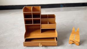 ผู้ถือปากกาเอียง กล่องเก็บของ กล่องเก็บเครื่องเขียน ที่ใส่ปากกาจัดเก็บ Desk Organizer Wooden ของใช้ต่างๆ ชั้นเครื่องเขียน ชั้นแบบพับเก็บได้ ชั้นใส่ปากกา