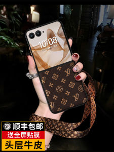 Ultra-Thin Genuine Leather Moto Motorola Razr50 Ultra Phone Case Full Edge Protection Foldable Screen Men Women Style Vintage Design