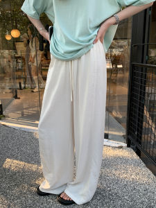 Smooth Breathable Snowflakes Pattern Linen Pants Thin Loose Wide Leg